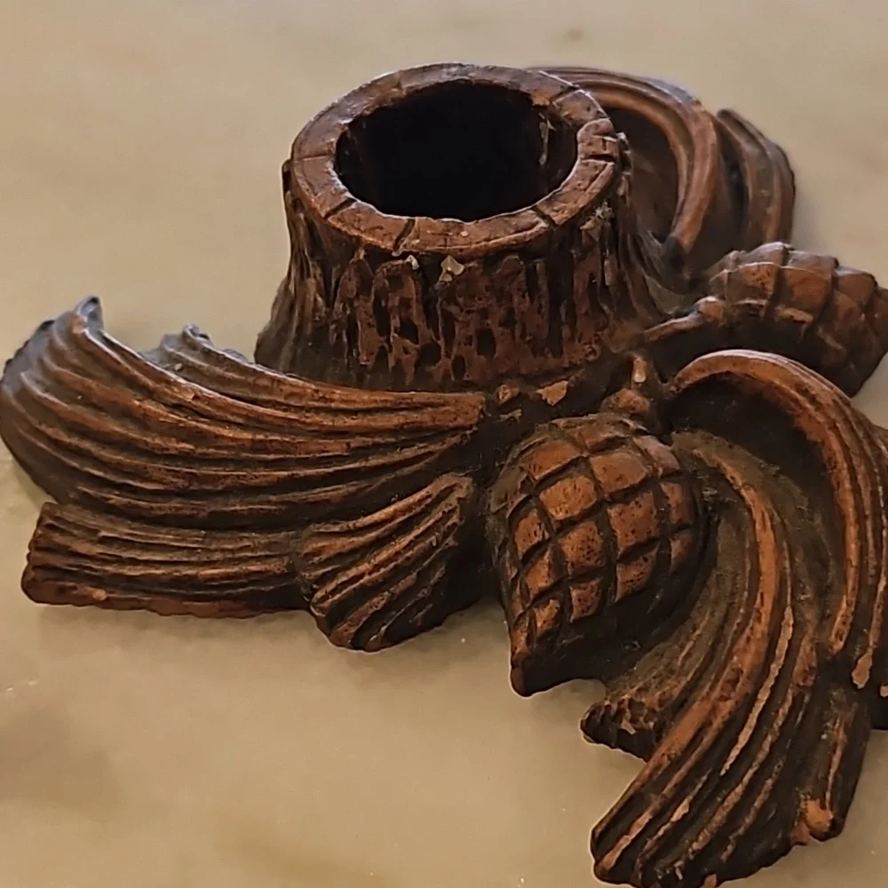 VINTAGE SET OF 2 BURWOOD CANDLEHOLDERS PINECONE MADE IN CANADA